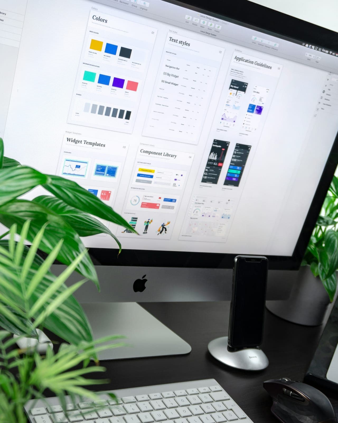 iMac showing a library of interface components