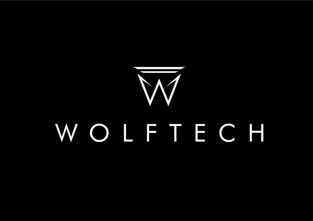 Wolftech logo: stylised W in white on black